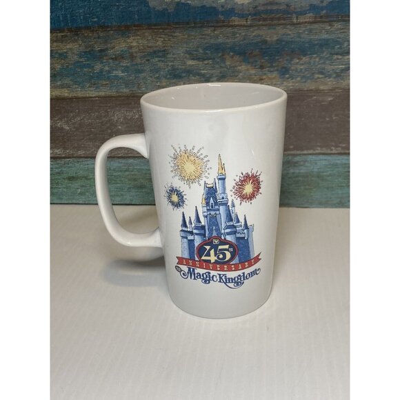 DISNEY PARKS 45th ANNIVERSARY THE MAGIC KINGDOM STARBUCKS CERAMIC MUG CUP TALL - Picture 1 of 5